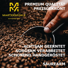 Martermühle Peru Bio Kaffeebohnen 1kg mittelkräftig I Arabica I Aromen: Milchschokolade, Florale Note, Nuss I Ganze Bio Kaffee-Bohnen schonend geröstet, säurearm