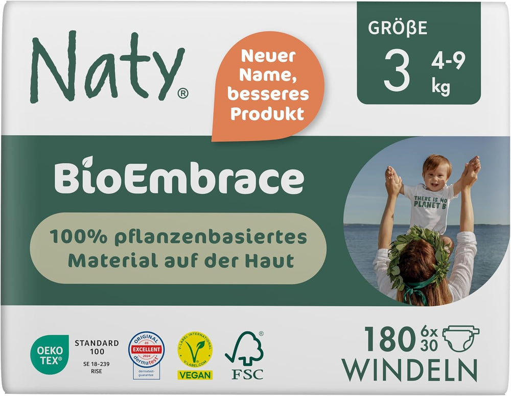 Naty BioEmbrace Baby Diapers, Size 5 (11–25 kg) | 100% plant-based materials, gentle on the skin | Breathable softness, dermatologically tested, excellent absorption | 80 pcs.