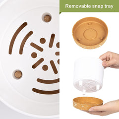 12.7cm Set of 2 Flower Pots, Indoor Plant Pots with Drainage Holes and Removable Base, Modern Decorative Saucers for Outdoor Garden Planters (White 12.7cm)