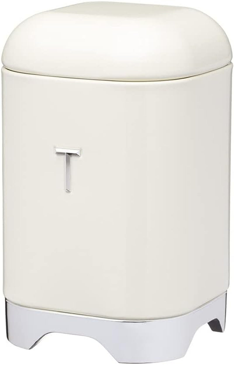 KitchenCraft Lovello caddy pentru ceai, caddy din oțel alb, suprafață texturată, stil 1950 cu capac, pentru ceai vrac și pliculețe de ceai, 11 cm x 11 cm x 19 cm, Ice White Cutii depozitare alimente Naty Shop Vanilie Ceai