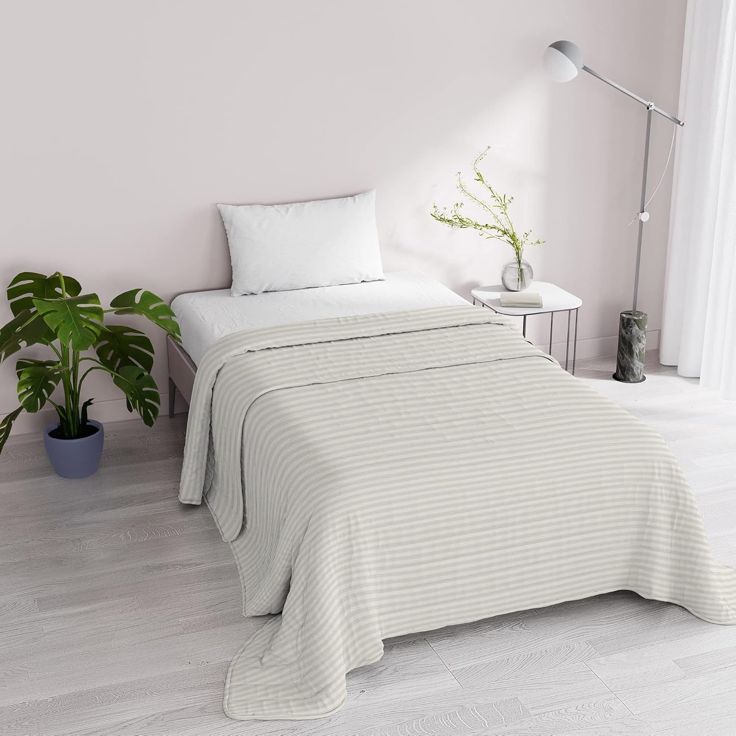 Summer quilt Satin Stripes, polyester, cream, 260X250 Cm Quilts and quilts Naty Shop Cream 170X250 Cm