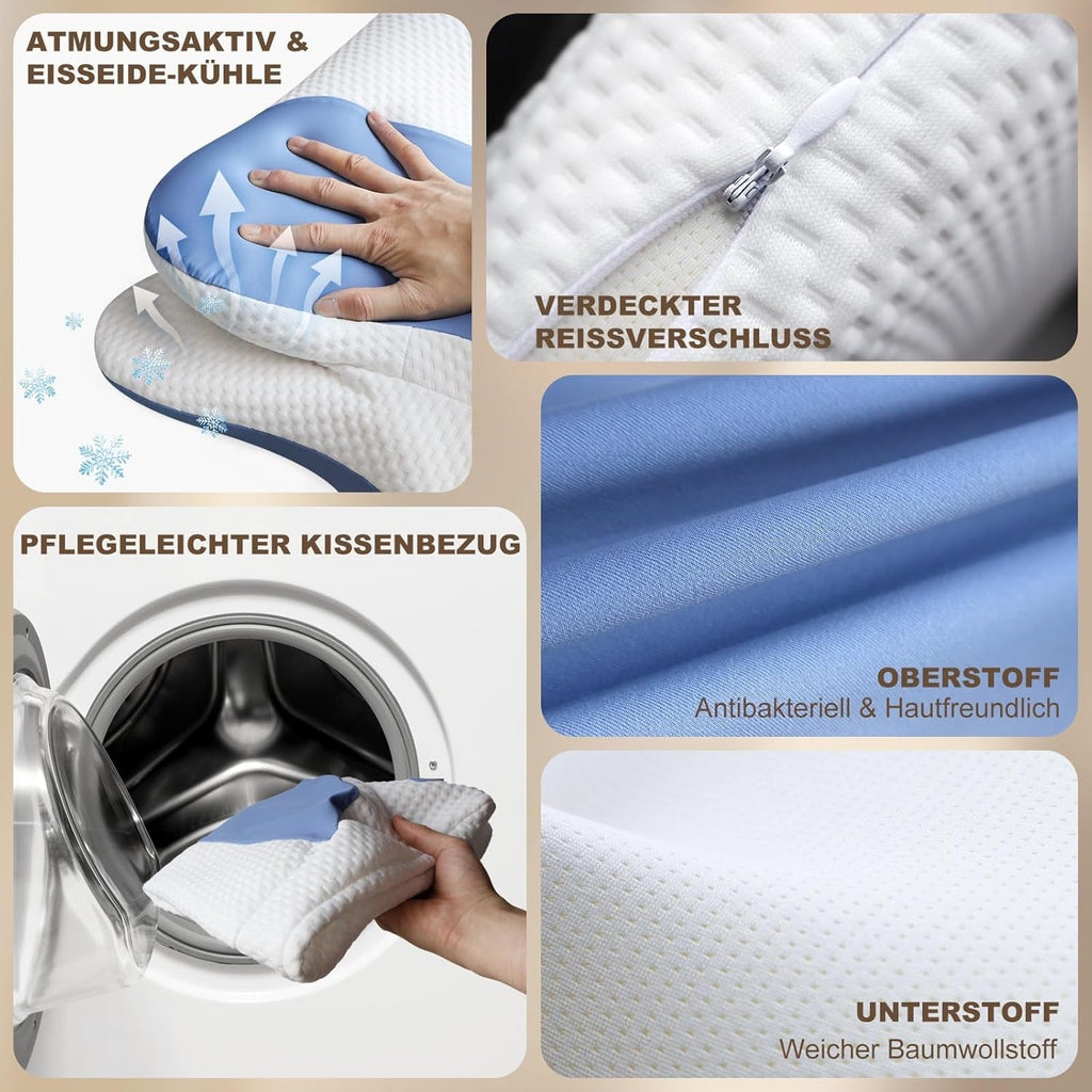 Pernă ergonomică pentru dormit lateral - Pernă pentru gât Pernă de sprijin pentru gât și dureri de umăr, pernă ortopedică de sprijin pentru gât din spumă de memorie pentru stomac, spate și dormit lateral cu suport pentru gât Perne ortopedice cervicale Naty Shop