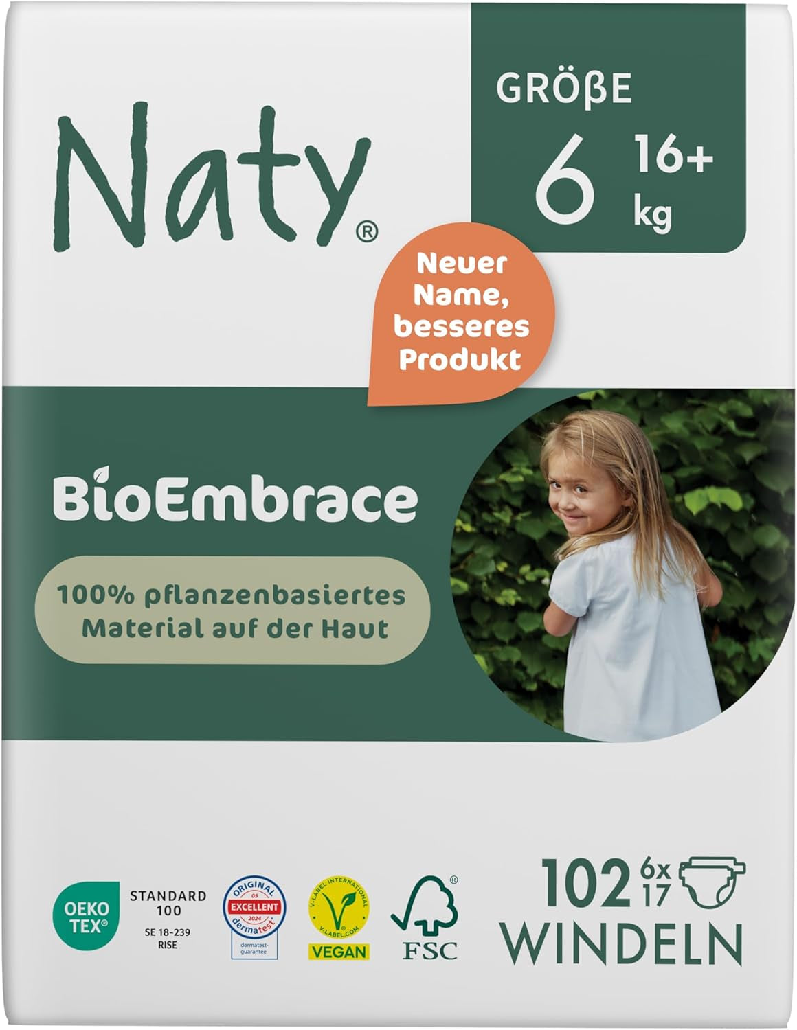 Naty BioEmbrace Baby Diapers, Size 5 (11–25 kg) | 100% plant-based materials, gentle on the skin | Breathable softness, dermatologically tested, excellent absorption | 80 pcs.