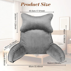 Pernă de citit, pernă de spate cu rolă de gât și brațe detașabile, pernă de odihnă la pat pentru utilizare în pat sau pe canapea, pernă de spătar pentru citit, lucru și joacă