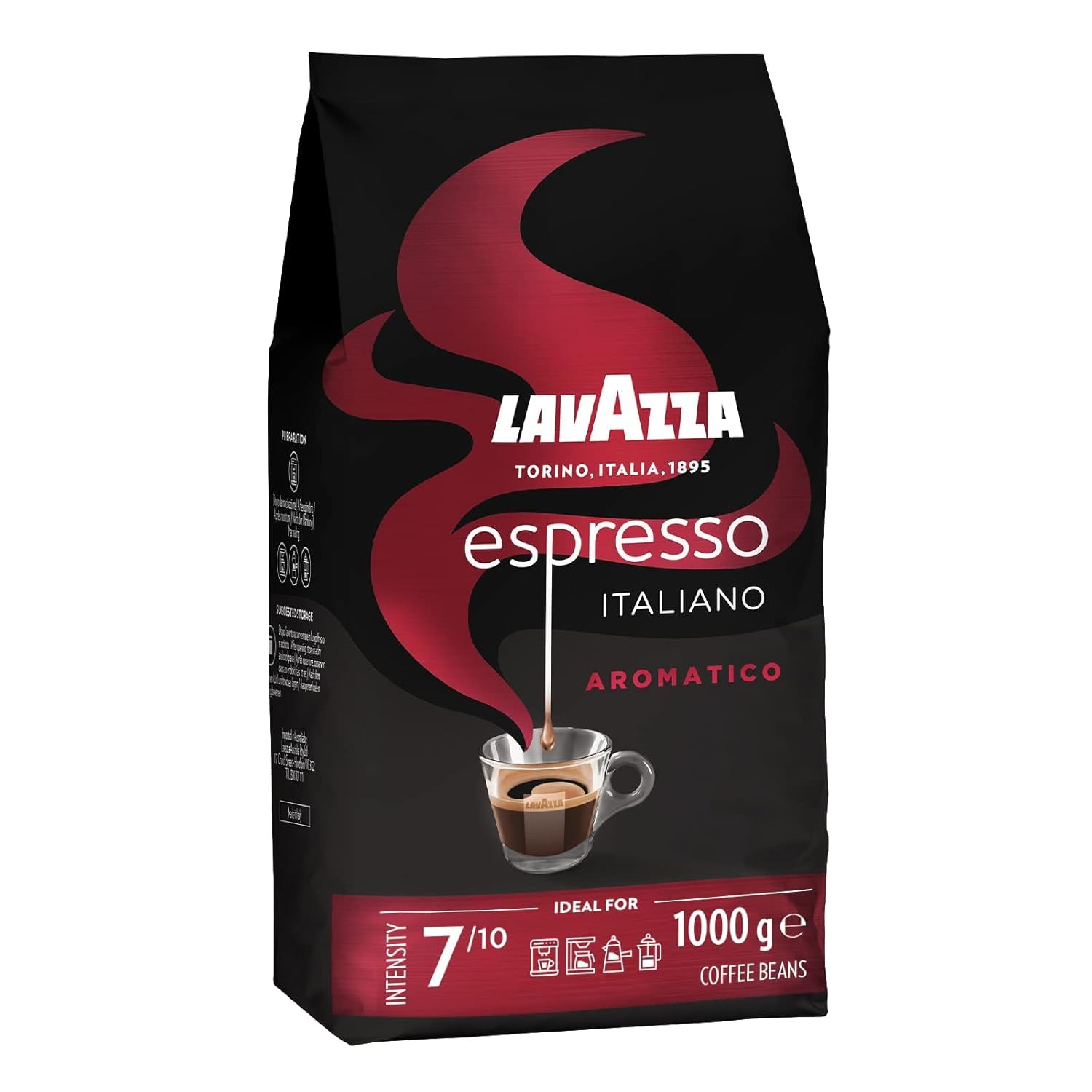 Lavazza Espresso, coffee beans for espresso machines, balanced and aromatic aroma of fruits and flowers, 100% organic Arabica and Robusta Coffee Naty Shop 1 Kg Aromatico