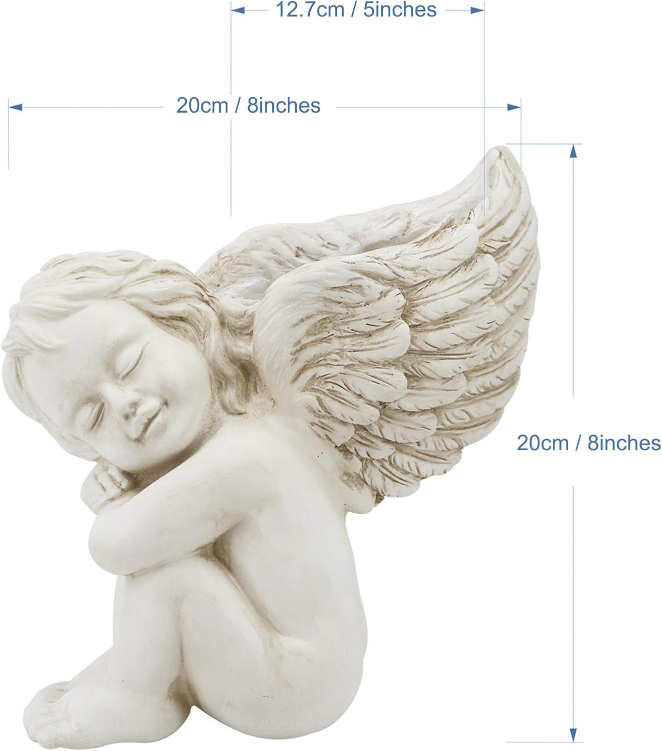 Ghiveci de plante montat pe perete și pe suprafață plană, înălțime 20 cm, cap de înger, suport de perete, suport pentru flori, vază, ghivece din rășină cu față de păpușă, recipient pentru plante de masă, ghiveci