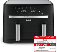 Tefal Dual Easy Fry Hot Air Fryer with two chambers, 5.2/3.1 liter capacity, two independent drawers, 7 programs Home Appliances Naty Shop