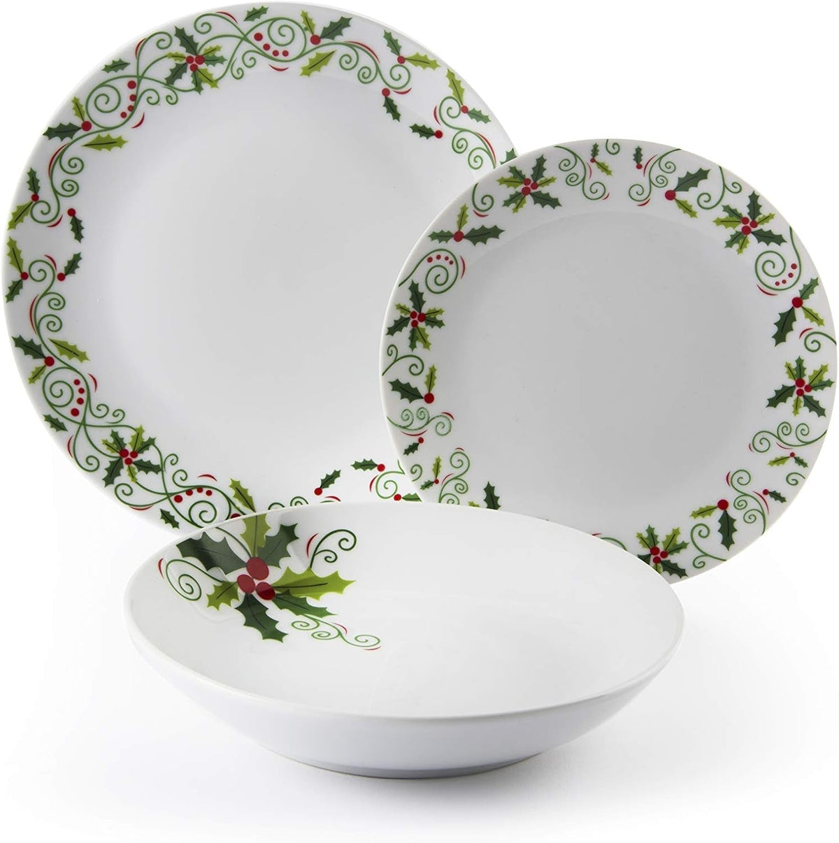 Excelsa 64134 Christmas Holly Tellerservice, 18-Teilig, Porzellan, Weiß Seturi vesela masa Naty Shop Default Title