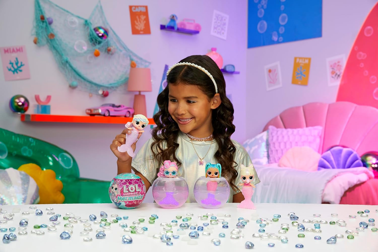 L.O.L. Surprise! Mermaids Tots - Mini păpuși la modă cu cozi care își schimbă culoarea - Potrivit pentru colecționari, fete și băieți cu vârsta de 4 ani și peste Papusi Naty Shop