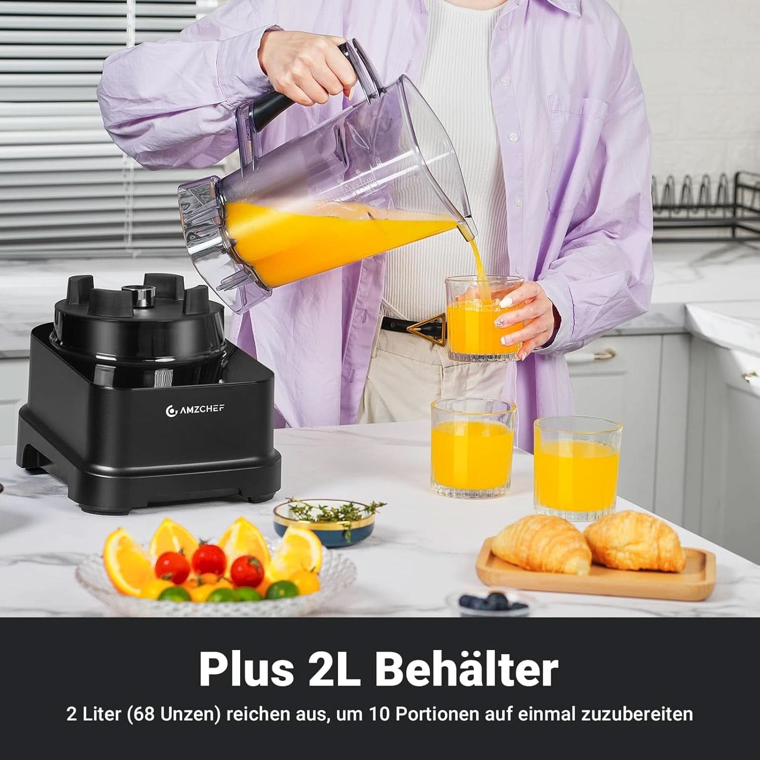 Blender AMZCHEF, 8 smart menus and 10 speeds, LCD touch screen Kitchen Naty Shop