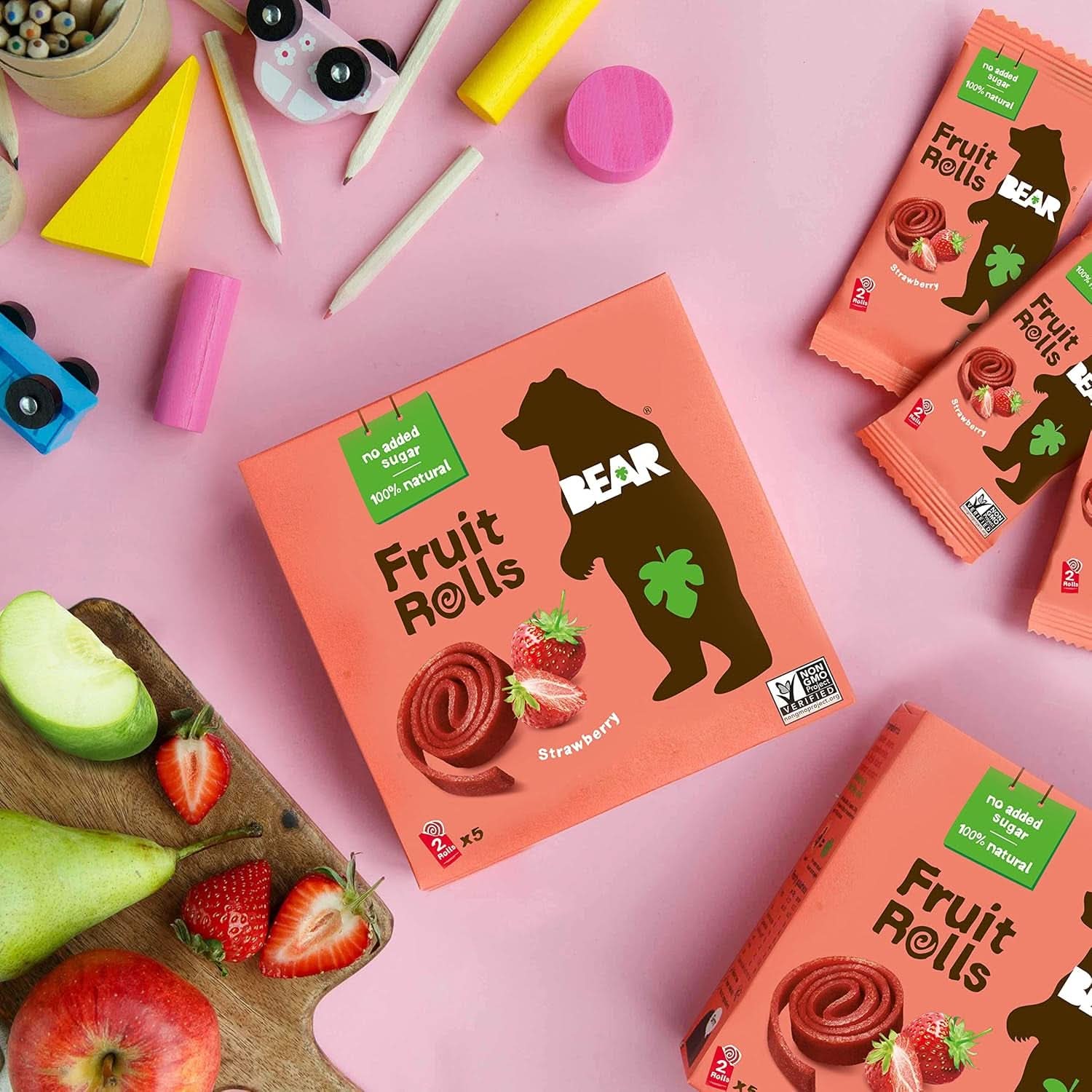 BEAR fruit rolls with strawberries, 100% natural ingredients, 30 x 20 grams Dehydrated products Naty Shop