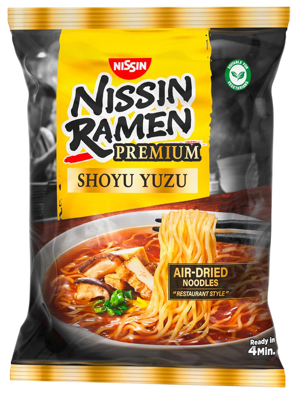 Nissin Ramen Premium - Shoyu Yuzu 10 Pack Japanese Style Air Dry Instant Noodles Flavored with Yuzu Soy Sauce and Dried Leek (10 x 92.7g)