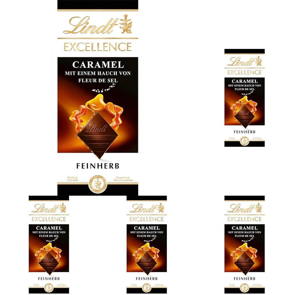Lindt EXCELLENCE Caramel and Sea Salt - Dark Chocolate | Bar 100g | With Caramel and Sea Salt (Fleur de Sel) | Intense Cocoa Flavor | Dark Chocolate