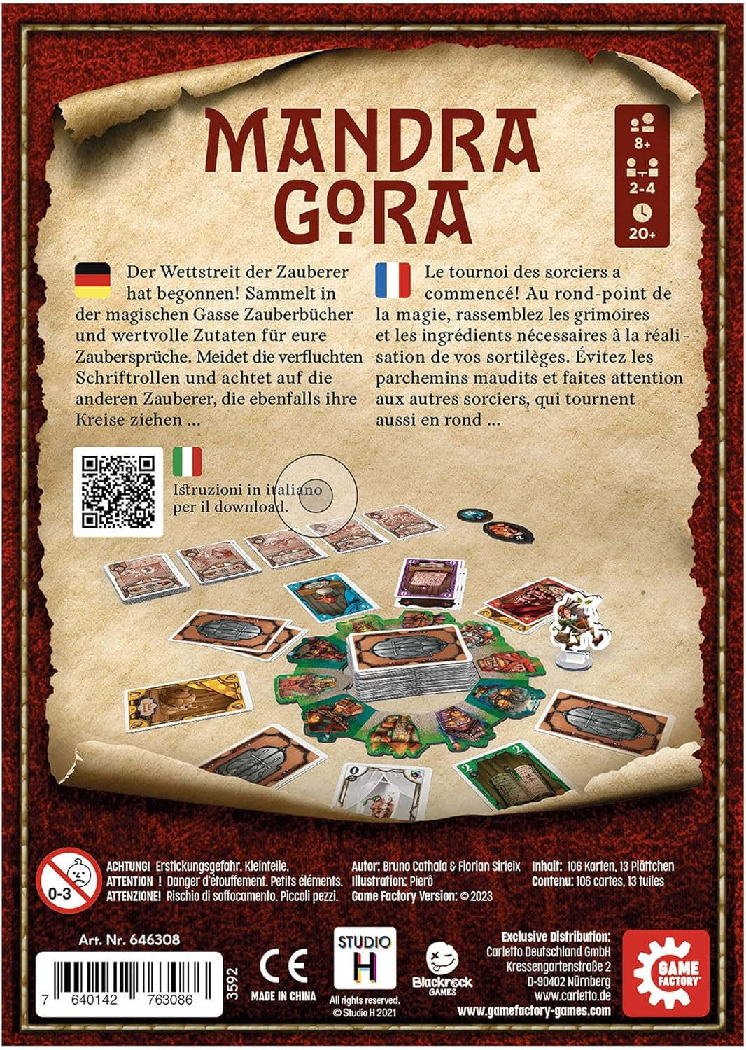 Game Factory 646308 Mandragora, The Wizarding Contest, family magic game for 2-4 players ages 8 and up, board game