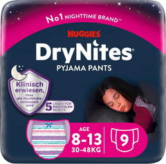 Huggies Drynites night diapers, For girls 8-13 years (30-48 kg), Very absorbent, 9 pcs Mother and Child Naty Shop