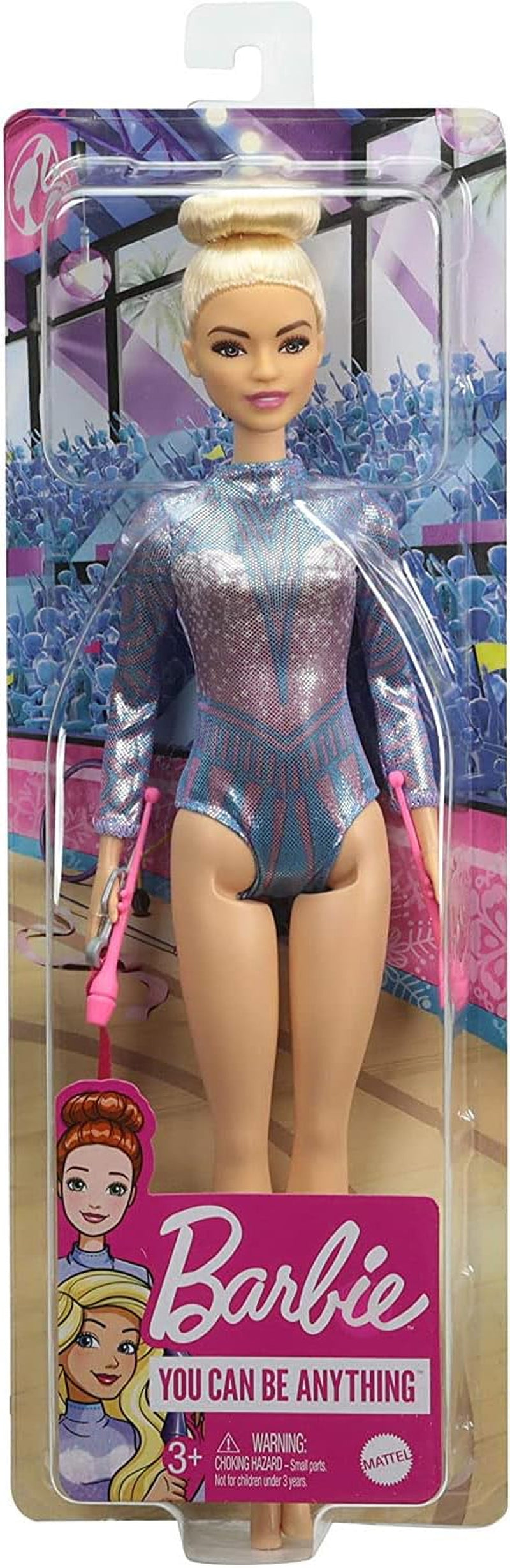 Barbie Doll, You Can Be Anything Barbie Series, Gimnastică ritmică Barbie cu păr blond, accesorii Barbie, inclusiv păpușă Barbie, cadou pentru copii, jucărie de la 3 ani, Gtn65 Papusi Naty Shop