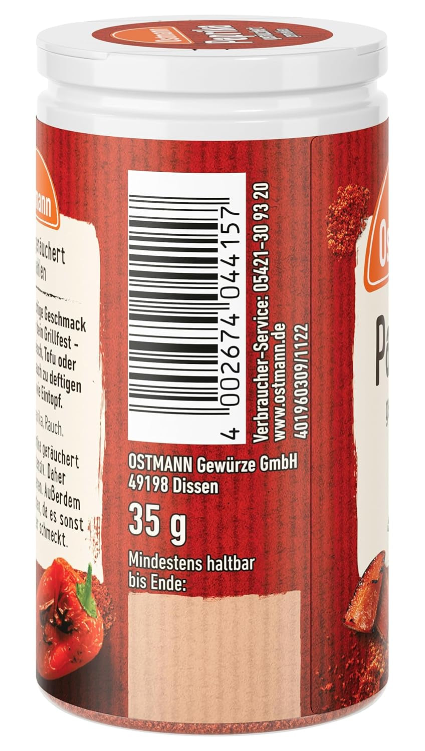 Ostmann Gewürze - Paprika geräuchert | Rauchiges Aroma für Bratkartoffeln, Gulasch oder Rührei | 35 g in Der Streudose