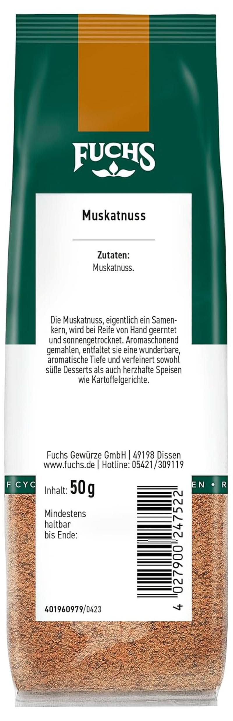 Fuchs - Ground nutmeg, 50 grams Condimente Naty Shop