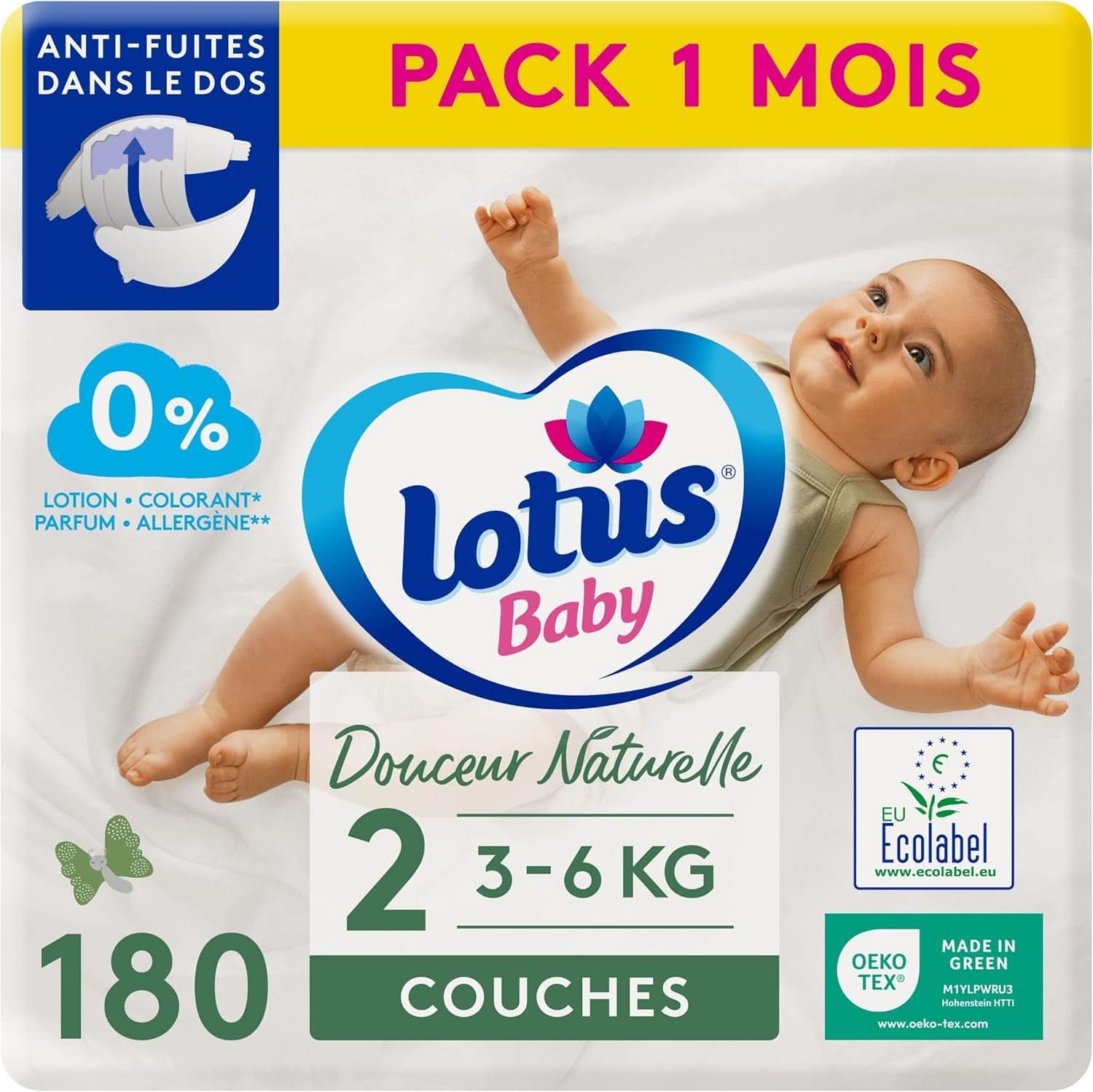Lotus Baby, Douceur Naturelle, diapers, various sizes Mother and Child Naty Shop 2 (180 pcs)