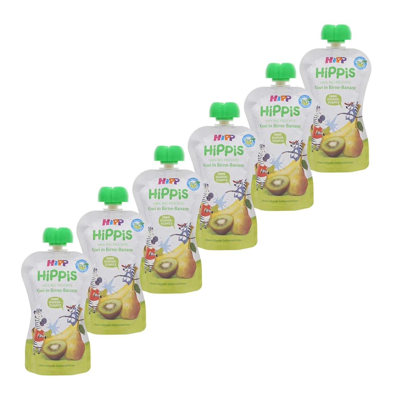 Hipp Super-Hippis squeeze bags, pomegranate acerola in apple-raspberry, 100% organic fruit without added sugar, 6 bags of 100 g Mother and Child Naty Shop 6 x 100 grams Kiwi, pear, banana