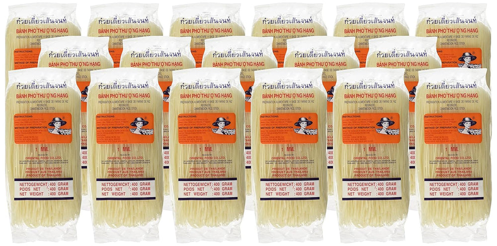 Rice Noodles - Thai, 1mm wide rice ribbon noodles, made from rice flour - 17 x 400g