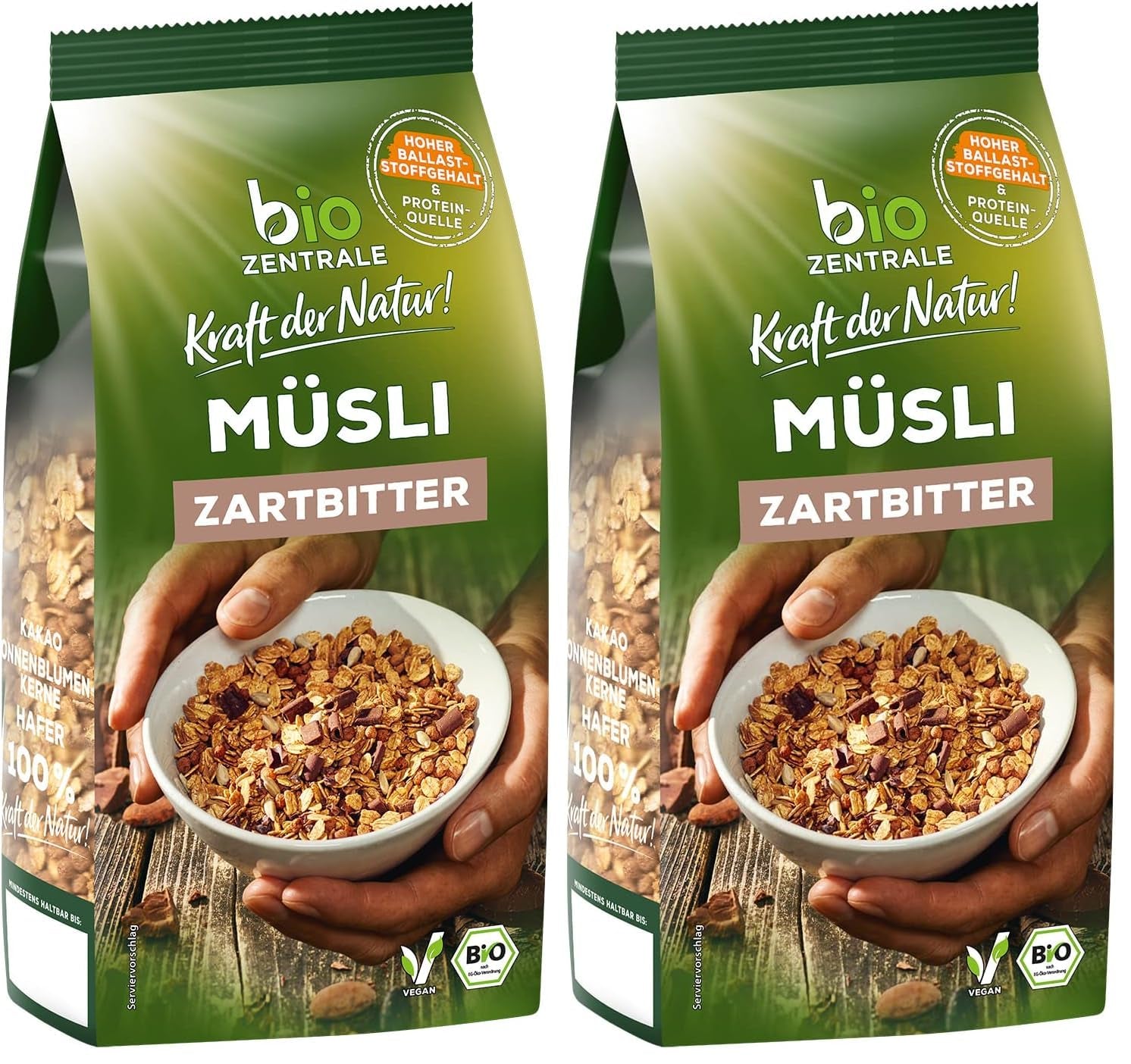 Biocentral Muesli with dark chocolate | 500g Organic Vegan | Ideal for breakfast and your cup of takeaway muesli | Alternative to muesli bars