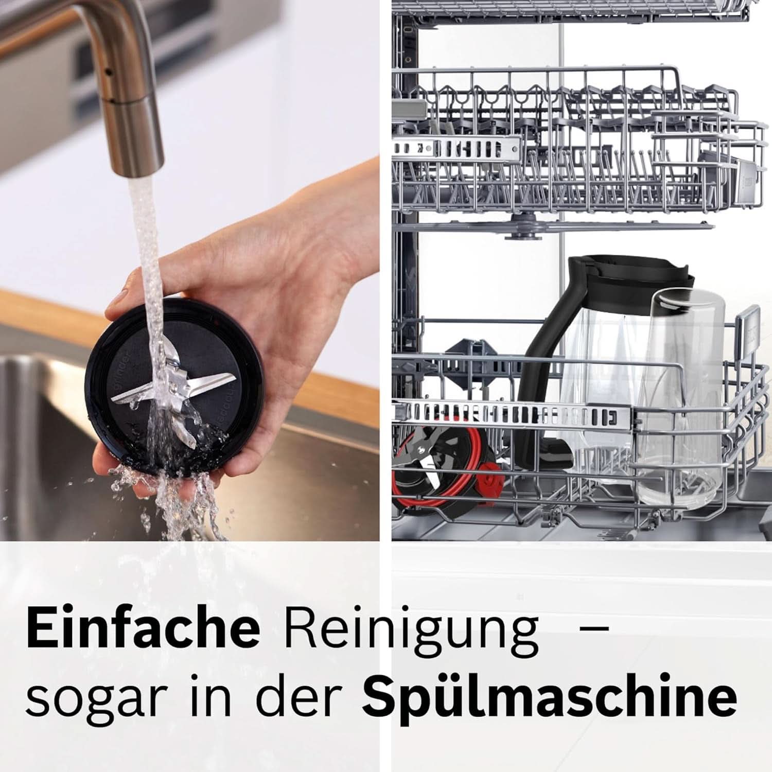 Bosch Standmixer Vitapower Serie 4 MMB6177S, Edelstahl-Klingen Made in Germany, 1.5L Thermosafe Glasbehälter, 0.6L To-Go-Flasche, Stopfer, Universalzerkleinerer, 30,000 U/Min, 1200 W, Silver Kitchen Naty Shop