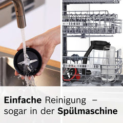 Bosch Standmixer Vitapower Serie 4 MMB6177S, Edelstahl-Klingen Made in Germany, 1.5L Thermosafe Glasbehälter, 0.6L To-Go-Flasche, Stopfer, Universalzerkleinerer, 30,000 U/Min, 1200 W, Silver Kitchen Naty Shop