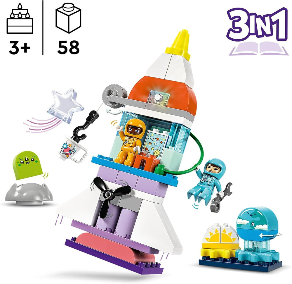 LEGO DUPLO 3-in-1 Space Shuttle Lots of Adventure Space Set Rocket Toy for Kids Building Science Toy Early Developmental Motor Skills Gift for 3 Year Olds 10422 Building Sets Beuche den LEGO-Store