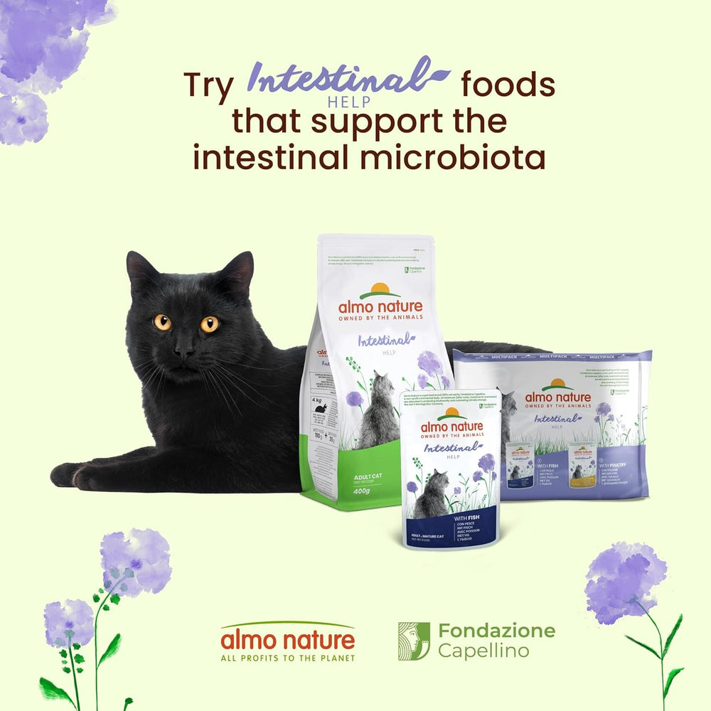 Almo Nature Functional - Intestinal Help - Hrană umedă pentru pisici adulte și mature cu intestine sensibile - cu carne de pasăre - susține microbiomul - 70 g (pachet de 30)