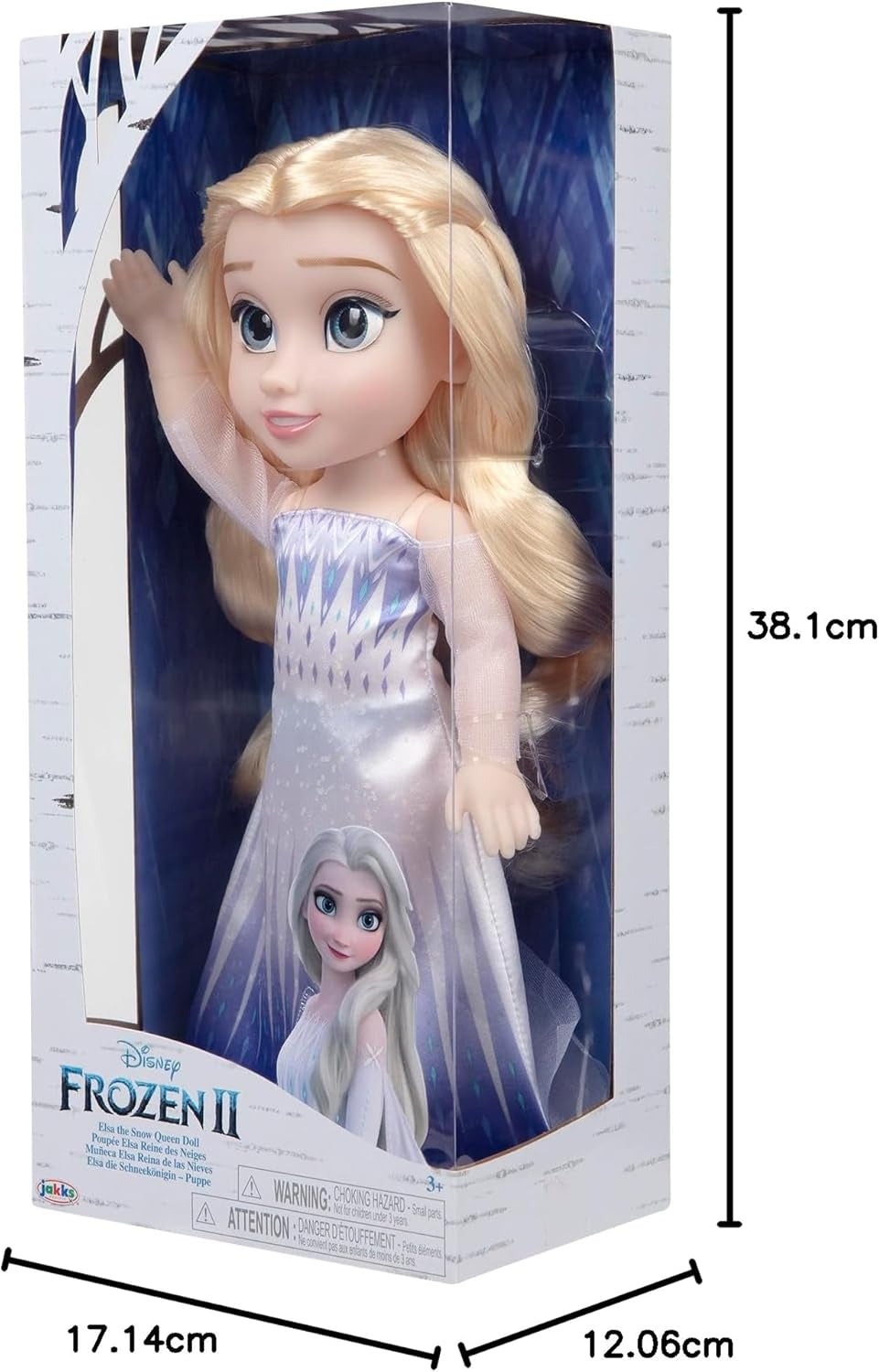 Păpușa Elsa, Regina Zăpezii, Disney Frozen 2 – 35 cm înălțime, păpușă poziționabilă, într-o rochie la modă emblematică și cu păr lung și despletit pentru distracție suplimentară, pentru fete de la 3 ani în sus, 214894