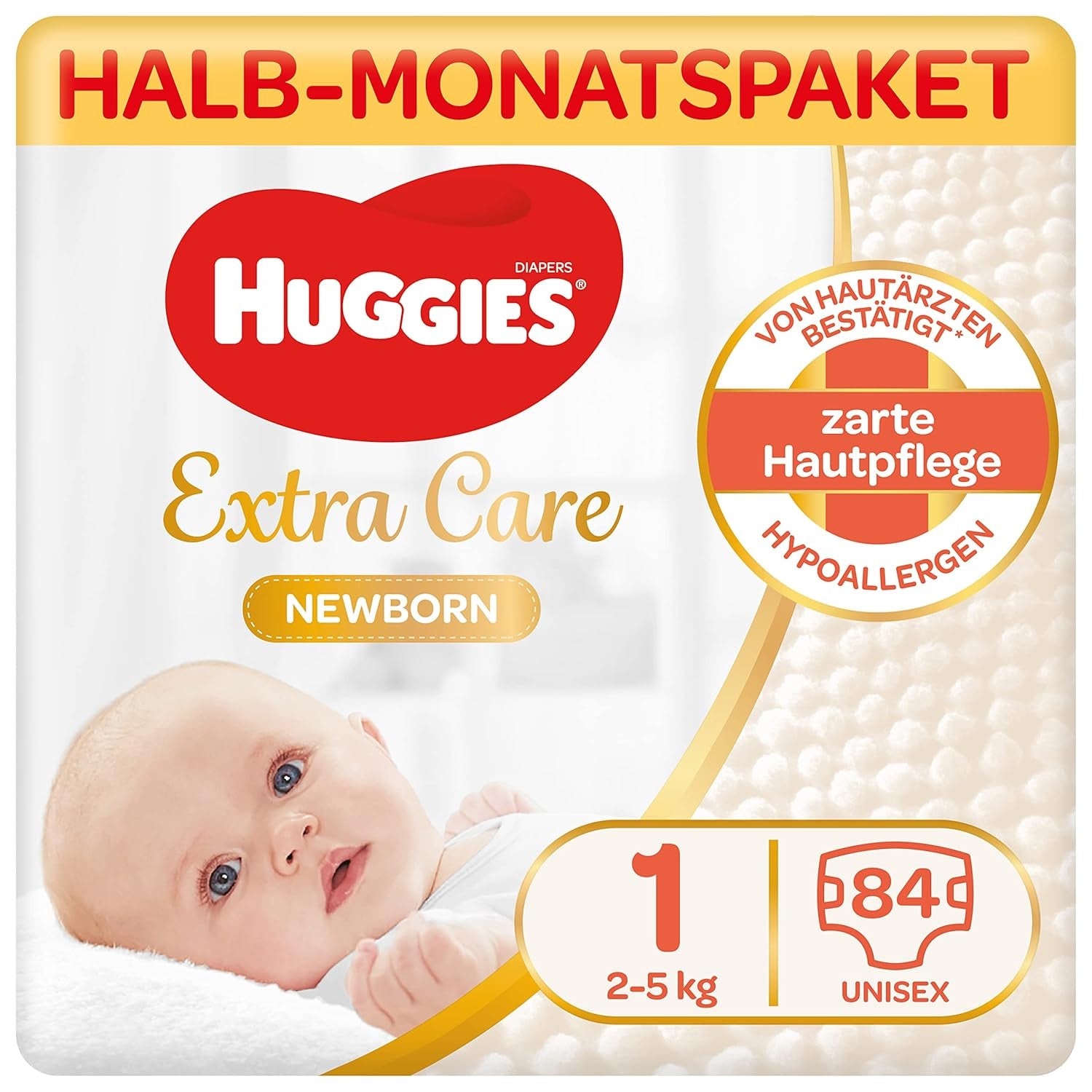 Huggies Newborn Diapers, Size 1, 100 Diapers (2 x 50), Half Month Box