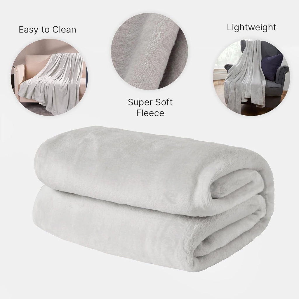 Cuvertură de pat Brentford's Ultra Soft Fleece, Silver Grey, Large Double - 150 X 200Cm Paturi si Cuverturi Besuche den Brentfords-Store