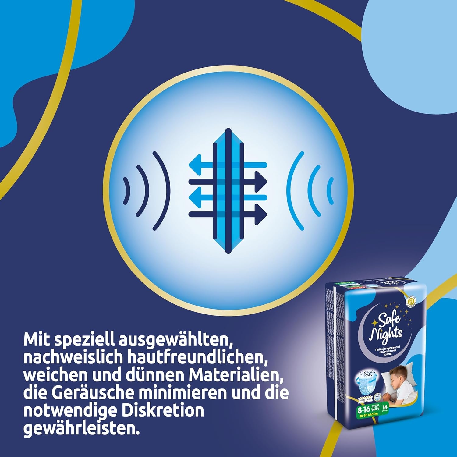 Safe Nights Boy, night pants for ages 8-16 years (30-50 kg), 84 pieces