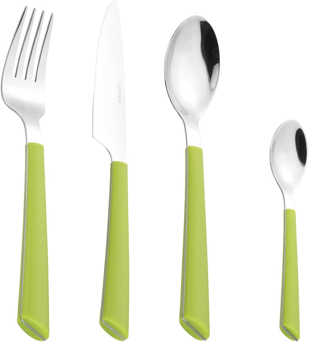 JANE cutlery, polished stainless steel 18/0, green plastic handles, 24 pieces Kitchen Naty Shop