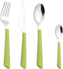 JANE cutlery, polished stainless steel 18/0, green plastic handles, 24 pieces Kitchen Naty Shop
