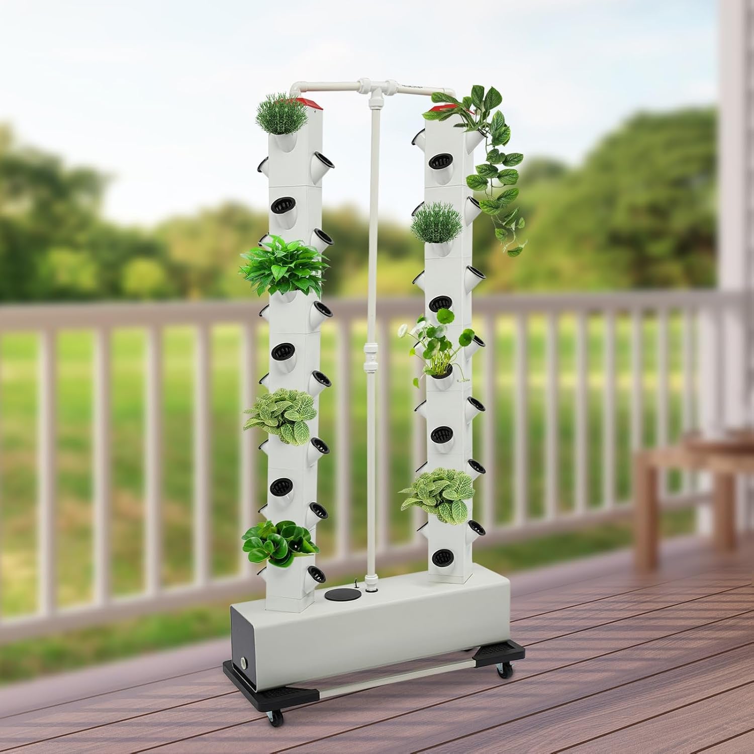 56 Capsules Hydroponic Grow System - Vertical Hydroponic Tower with 30L Water Tank, Garden Hydroponic Grow System, Herb Fruit Vegetable Aeroponic Grow Kit
