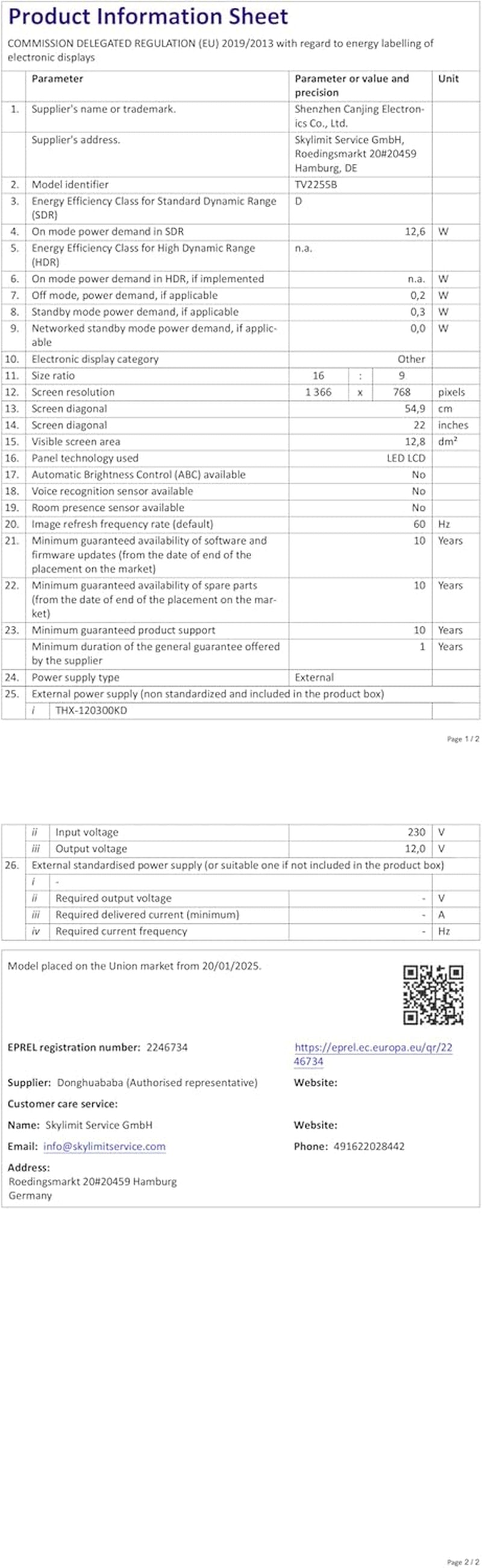Noi îmbunătățiri - Televizor mic Desobry de 22 de inci cu DVD player, mini TV 1080P tuner DVB-T2 cu antenă, intrare HDMI/USB, combinație TV-DVD de 12V pentru autorulote, bucătării și camere mici