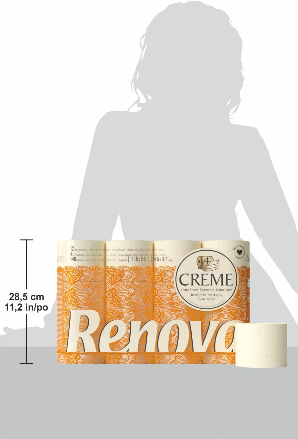 Hârtie igienică Renova 4 straturi cremă parfumată, 12 role rolă