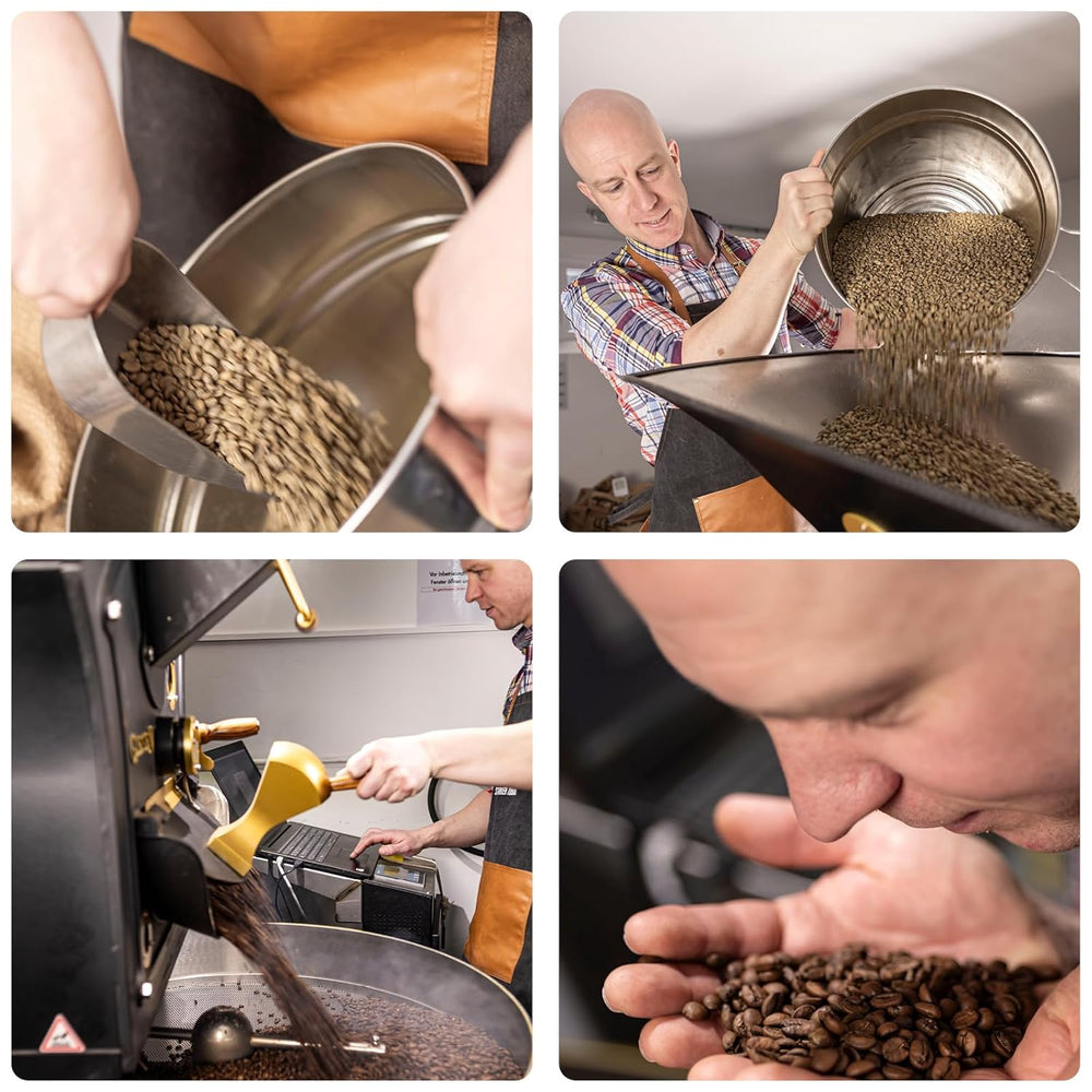 DEVIL'S CUT Espresso prăjit intens 500g, boabe întregi, 40% Arabica - 60% Robusta, proaspăt prăjit manual, aciditate subtilă - aromă puternică, ideal pentru Café Solo, Cortado, Galão, are gust de sărbătoare