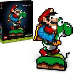 LEGO Super Mario World: Mario & Yoshi Nintendo Set zum Sammeln, pixelige Figuren, Modell zum Bauen und Exstellen, Wohn-Deko und Sammlerstück, Modellbausatz und Geschenk für Erwachsene Fans 71438