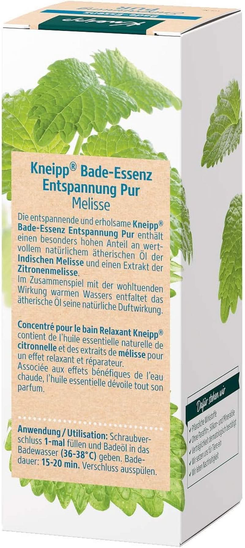Kneipp Bade, bath oil with natural Indian melissa essential oil and lemon balm extract, 100 ml Naty Shop