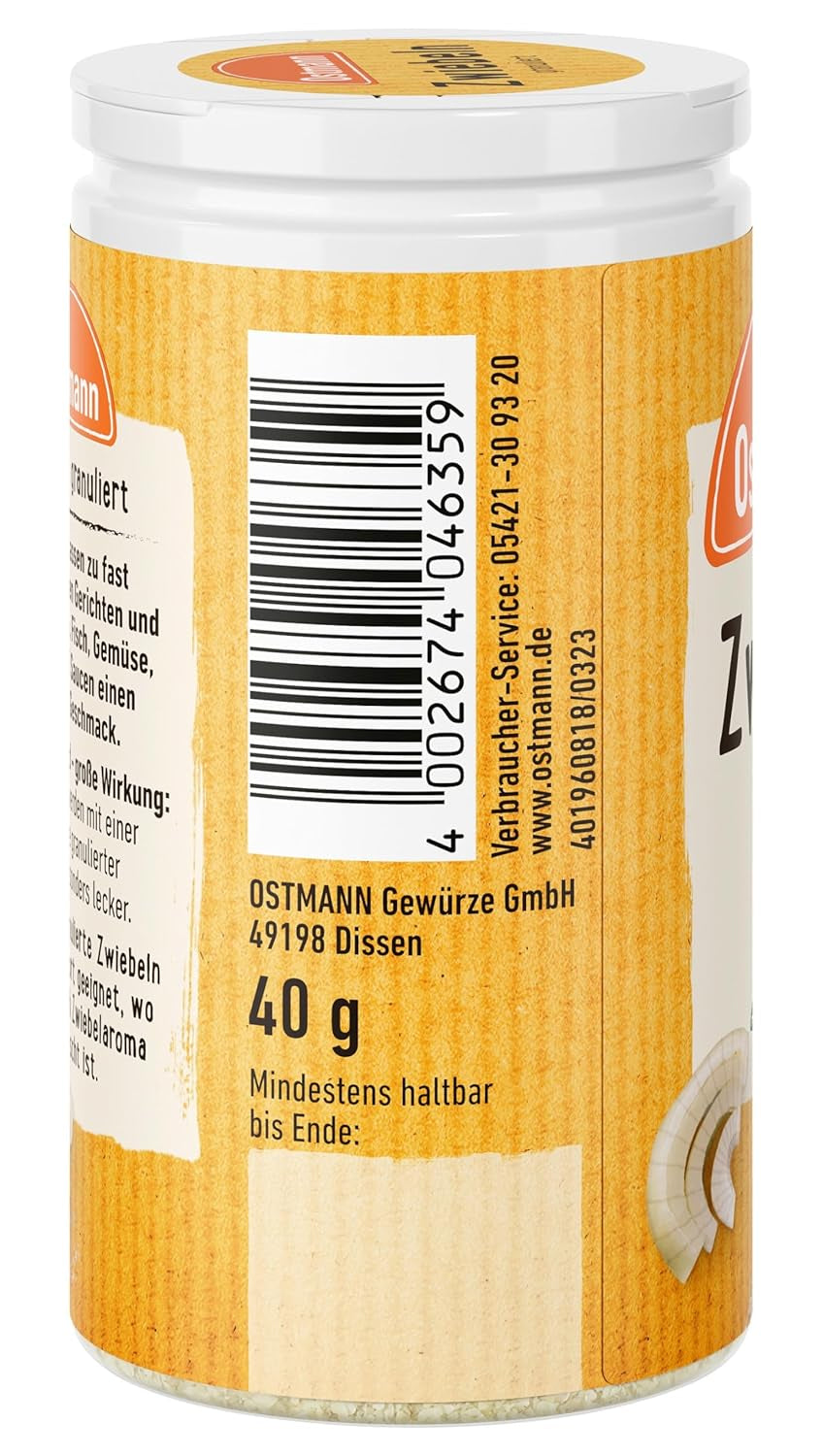 Ostmann Gewürze - Granular Zwiebeln | Zwiebelpulver zum Würzen herzhafter Gerichte | 40 g in recyclebarer Dose