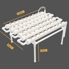 1 Layer Hydroponic Grow Kit with 54 Planters, PVC Soilless Plant Grow Systems with Water Pump, Hydroponic Grow Kits for Growing Vegetables and Fruits on Balconies, Gardens, Patios and Backyards
