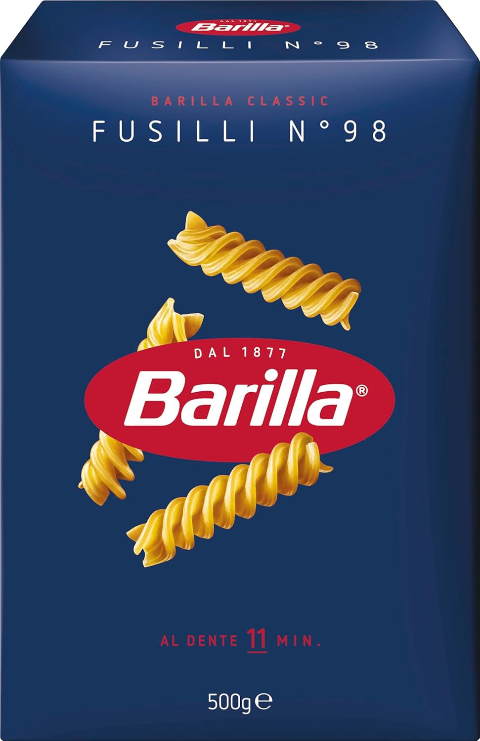 Barilla Pasta Classic Fusilli No. 98 from high quality durum wheat, always al dente, Chili, Spaghetti, Fusilli, Penne, Italian, 500g