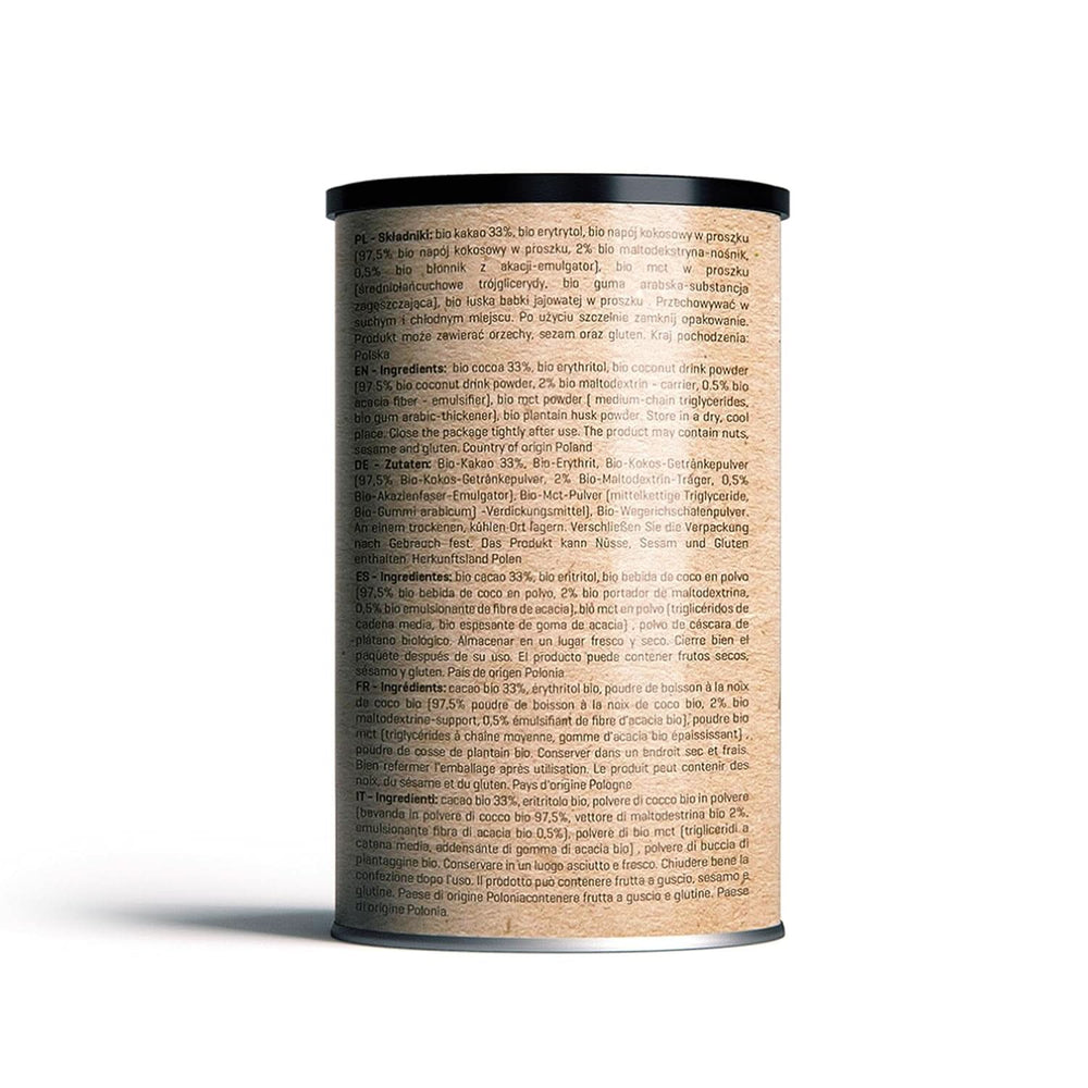 Hot chocolate for the Keto diet - high in fat - moderate in protein and low in carbohydrates - sweetened with erythritol, 200 grams Cacao and Hot Chocolate Naty Shop