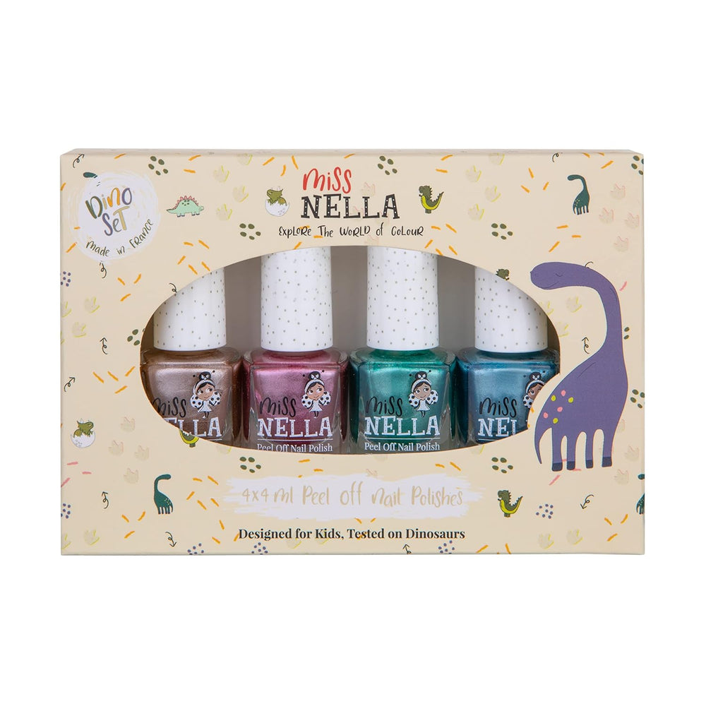 Miss Nella Magic Collection 4 Piece Glitter Nail Polish Set: Pink, Red, Gold and Blue, Kids Special Removable Nail Polish, Non-Toxic, Water-Based, Odorless