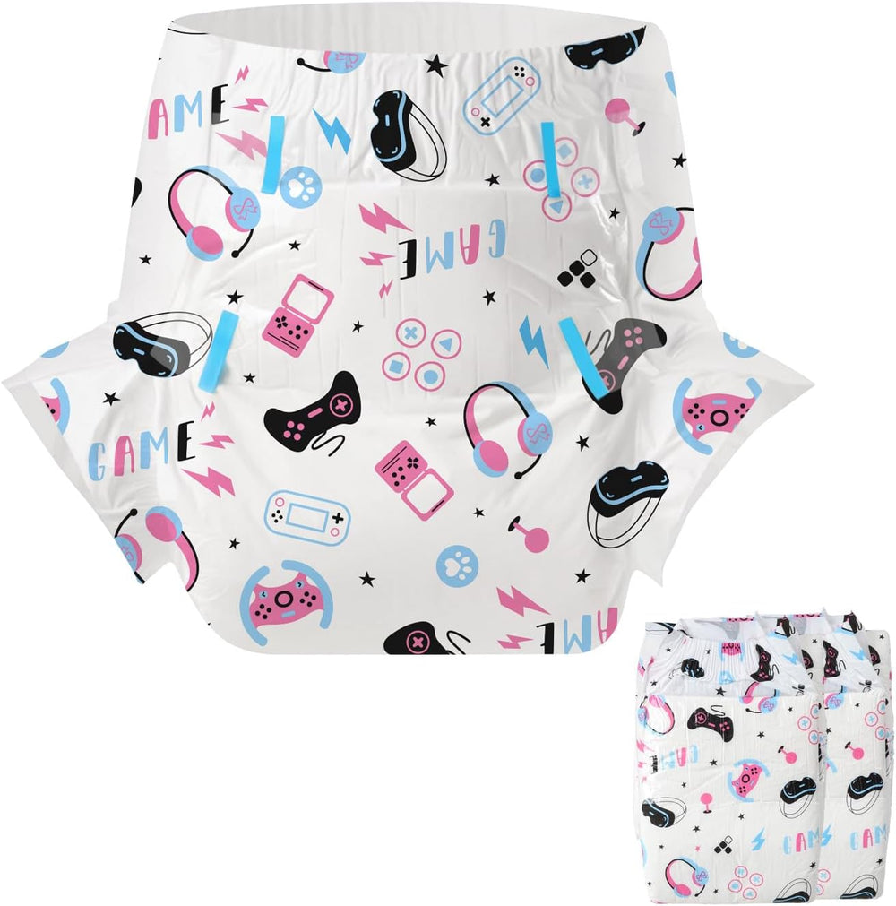 CutiePlusU Adult Diapers 2 Pack Disposable Incontinence Panties with Flaps for Women and Men Maximum Absorbency Overnight - Little Prince (Medium 71-96cm)