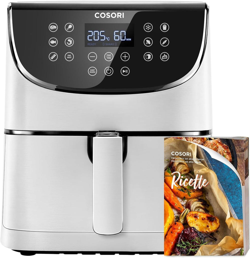 COSORI Hot Air Fryer Airfryer, 12-In-1 Air Fryer XXL 6.2L, Hot Air Fryer with View Window and Stir Reminder, 80 Recipes Home Appliances Naty Shop White 5.5L Premium