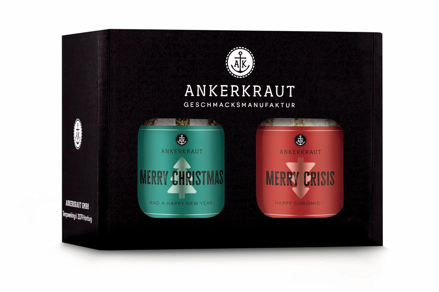 Ankerkraut "Merry Crisis" Anlass-Gewürz, Aioli Pfeffer Salz zum Verschenken, Gewürz Geschenk mit Knoblauch, 155 g im Corkenglas